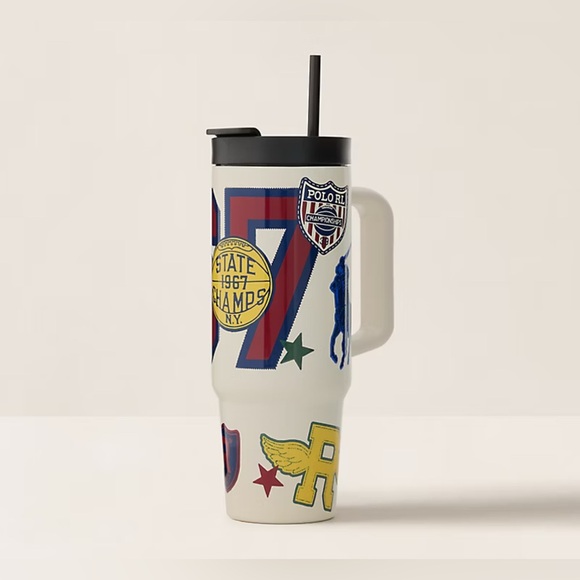 New🔥 Polo Ralph Lauren Pembroke Water Bottle & Straw - Picture 2 of 4